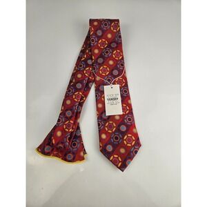 NWT Verse 9 Silk Tie Red Geometric Circle Pattern‎ MSRP $159